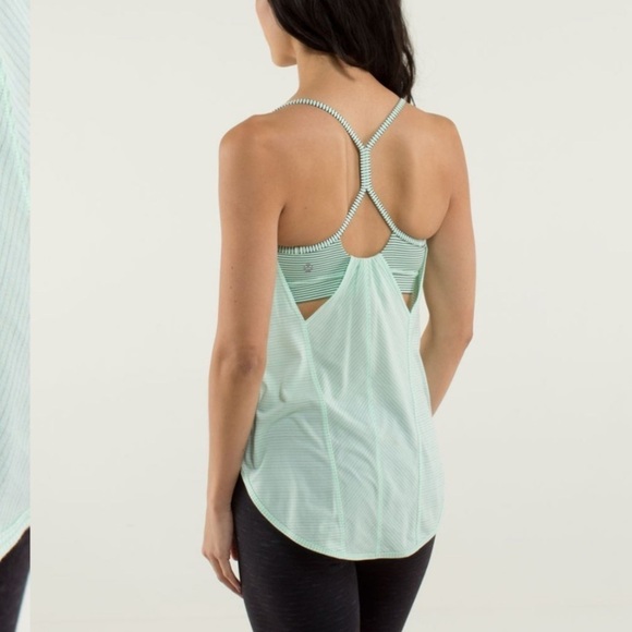 Lululemon Teal and Black Stripe Roll Out Tank - Picture 4 of 9